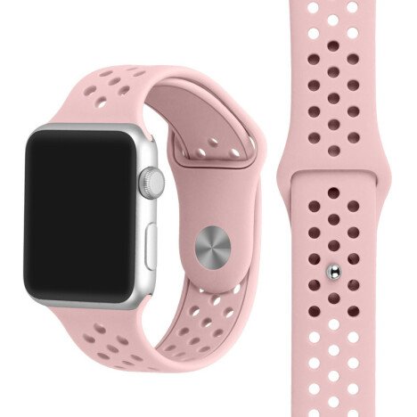 Curea iUni compatibila cu Apple Watch 1/2/3/4/5/6/7, 38mm, Silicon Sport, Soft Pink