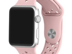 Curea iUni compatibila cu Apple Watch 1/2/3/4/5/6/7, 38mm, Silicon Sport, Soft Pink